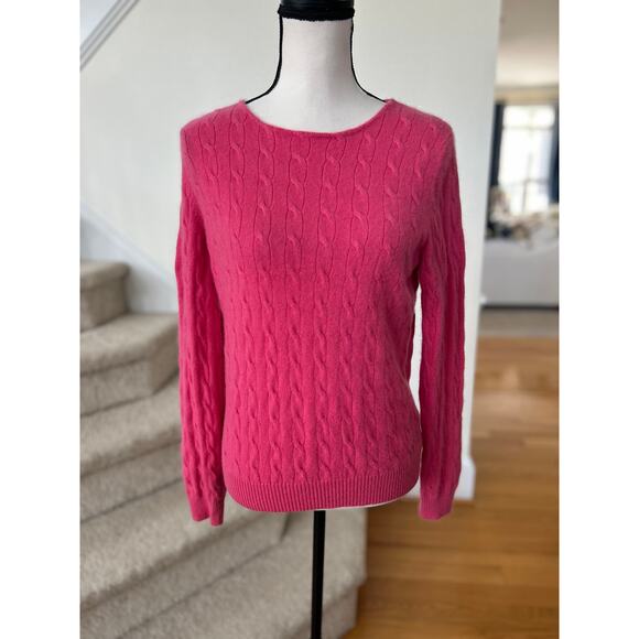 Hot Pink Cableknit Cashmere Long Sleeve Sweater - Picture 1 of 5